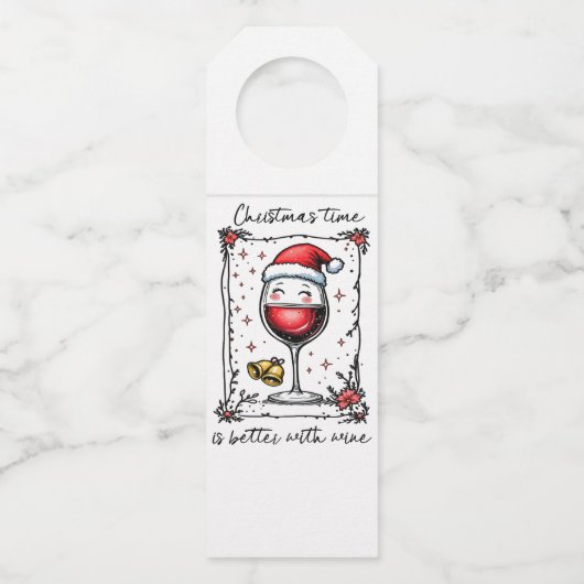 Christmas Time Is Better with Wine  Flessenhanger (Achterkant)
