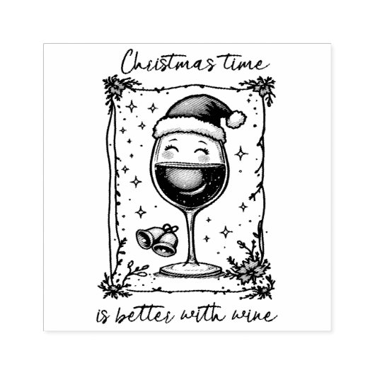 Christmas Time Is Better with Wine Rubberstempel (Afrduk)