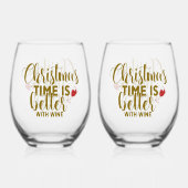 Christmas Time Is Better With Wine Wijnglas Zonder Voet (Achterkant)