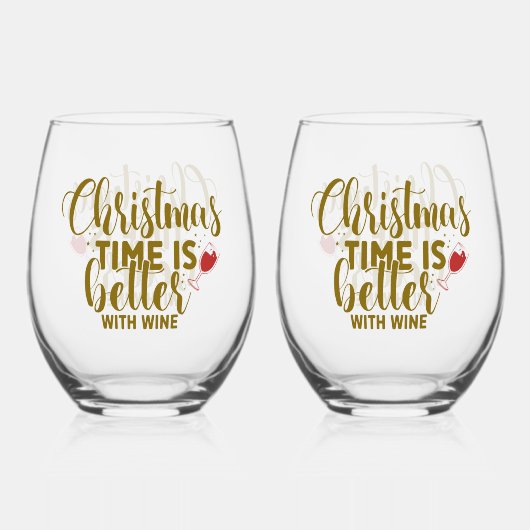 Christmas Time Is Better With Wine Wijnglas Zonder Voet (Voorkant)