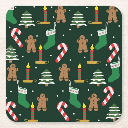 Christmas time with gingerbread and candy canes, kartonnen onderzetters (Voorkant)