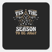 Christmas Tis The Season Cute Jolly Vierkante Sticker (Voorkant)