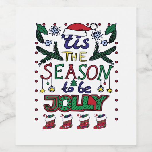 Christmas Tis The Season Wijn Etiket (Enkel label)