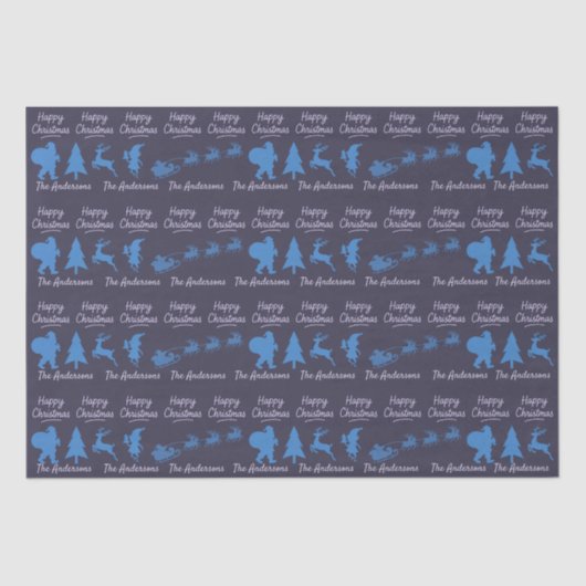 Christmas Tissue Paper - Blue Silhouette Design Tissuepapier (Voorkant)