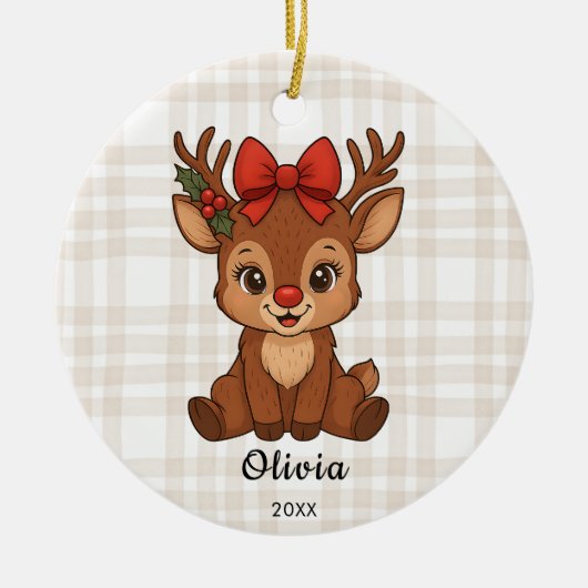 Christmas Toddler Girl's Reindeer Ornament (Voorkant)