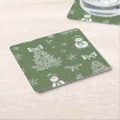Christmas toile coaster kartonnen onderzetters (Schuin)