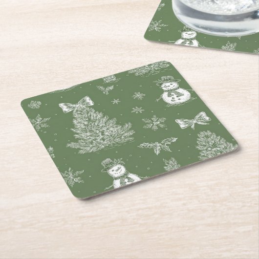 Christmas toile coaster kartonnen onderzetters (Schuin)