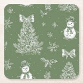 Christmas toile coaster kartonnen onderzetters (Voorkant)