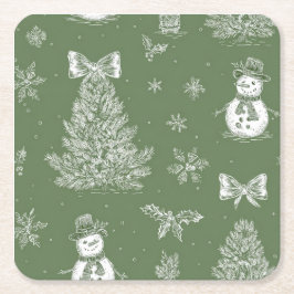 Christmas toile coaster kartonnen onderzetters