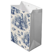 Christmas toile medium cadeauzakje (Voorkant Gekanteld)