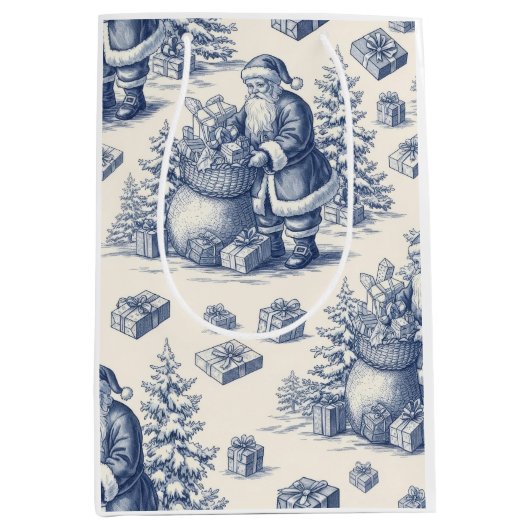 Christmas toile medium cadeauzakje (Voorkant)