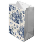 Christmas toile medium cadeauzakje (Achterkant Gekanteld)