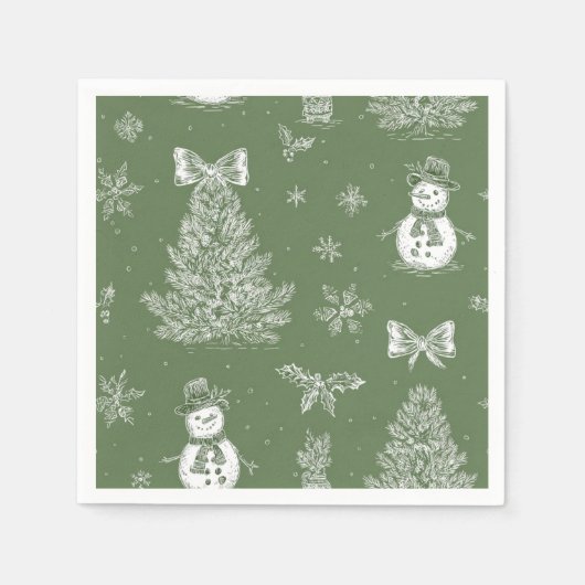 Christmas toile napkins servet (Voorkant)