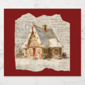 Christmas toile Santa  Bier Etiket (Enkel label)