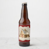 Christmas toile Santa  Bier Etiket (Voorkant)