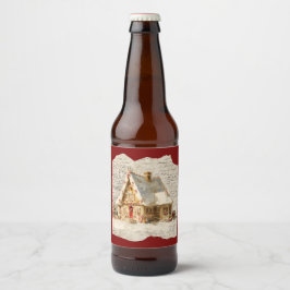 Christmas toile Santa  Bier Etiket