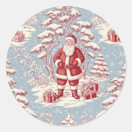 Christmas toile Santa  Ronde Sticker