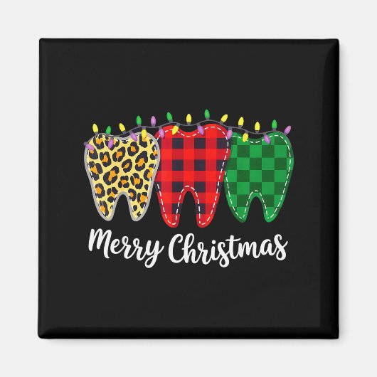 Christmas Tooth Dentist Dental Istant Teeth Leopar Magneet (Voorkant)