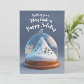 christmas top of the world snowglobe tiny mouse feestdagenkaart (Staand voorkant)
