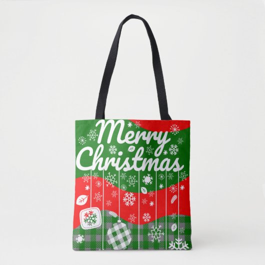 Christmas Tote Bag – White Ornaments (Voorkant)