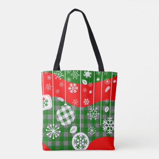 Christmas Tote Bag – White Ornaments (Achterkant)