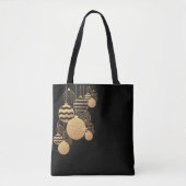 Christmas tote bag with baubles - black background (Voorkant)