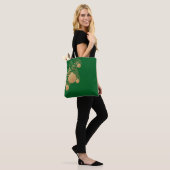 Christmas tote bag with baubles - green background (Op model)