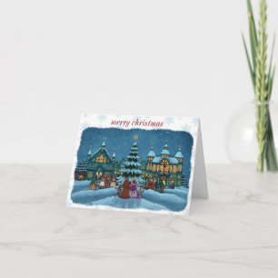 christmas town note card snowy edge feestdagen kaart