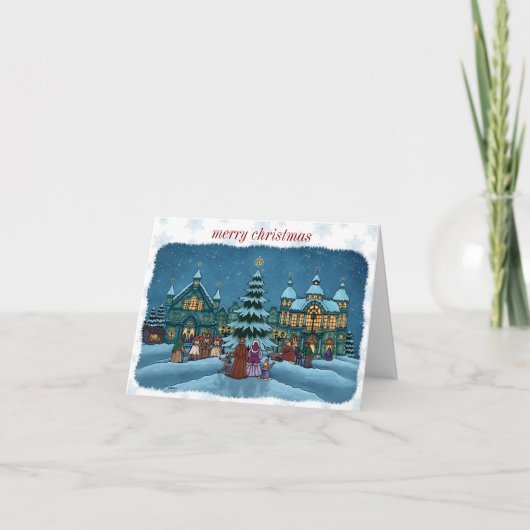 christmas town note card snowy edge feestdagen kaart (Voorkant)