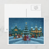 christmas town postcard basic feestdagenkaart (Voorkant / Achterkant)
