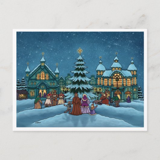 christmas town postcard basic feestdagenkaart (Voorkant)