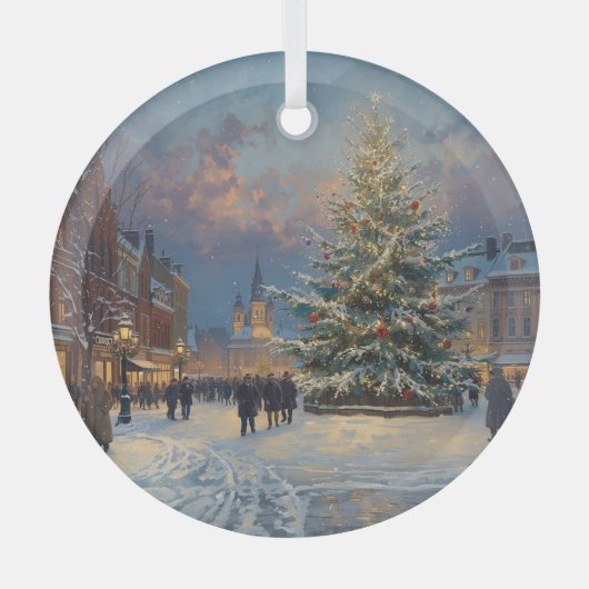 Christmas Town Square Tree Dectoration Glas Ornament (Voorkant)