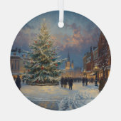Christmas Town Square Tree Dectoration Glas Ornament (Achterkant)