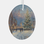 Christmas Town Square Tree Dectoration Glas Ornament (Voorkant Rechts)