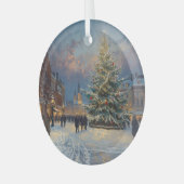 Christmas Town Square Tree Dectoration Glas Ornament (Voorkant links)