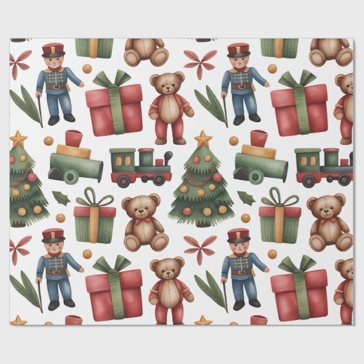 Christmas Toyland & Trains Wrapping Paper for Kids Cadeaupapier (Vlak)