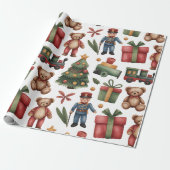 Christmas Toyland & Trains Wrapping Paper for Kids Cadeaupapier (Uitgerold)