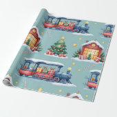 Christmas Toyland & Trains Wrapping Paper for Kids Cadeaupapier (Uitgerold)