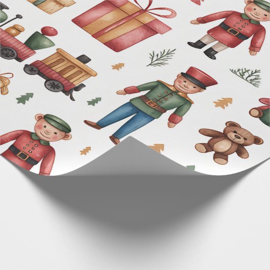 Christmas Toyland & Trains Wrapping Paper for Kids Cadeaupapier (Hoek)