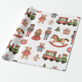 Christmas Toyland & Trains Wrapping Paper for Kids Cadeaupapier (Uitgerold)