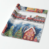 Christmas Toyland & Trains Wrapping Paper for Kids Cadeaupapier (Uitgerold)