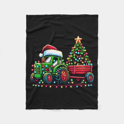 Christmas Tractor Boys Santa Xmas Farm Truck  Fleece Deken (Voorkant)