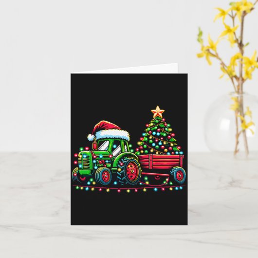 Christmas Tractor Boys Santa Xmas Farm Truck  Kaart (Gele Bloem)