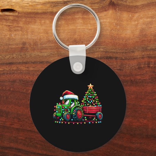 Christmas Tractor Boys Santa Xmas Farm Truck  Sleutelhanger (Voorkant)