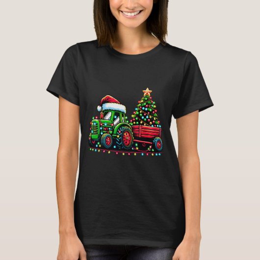 Christmas Tractor Boys Santa Xmas Farm Truck  T-shirt (Voorkant)