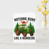 Christmas Tractor Farm Nothing Runs Like A Reindee Kaart (Gele Bloem)