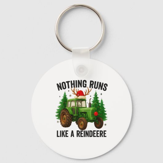 Christmas Tractor Farm Nothing Runs Like A Reindee Sleutelhanger (Voorkant)