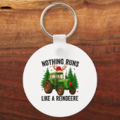 Christmas Tractor Farm Nothing Runs Like A Reindee Sleutelhanger (Voorkant)
