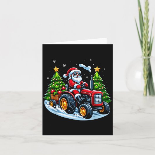 Christmas Tractor Santa Xmas Farm Truck Men Boys K Kaart (Voorkant)