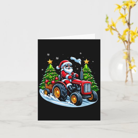 Christmas Tractor Santa Xmas Farm Truck Men Boys K Kaart (Gele Bloem)